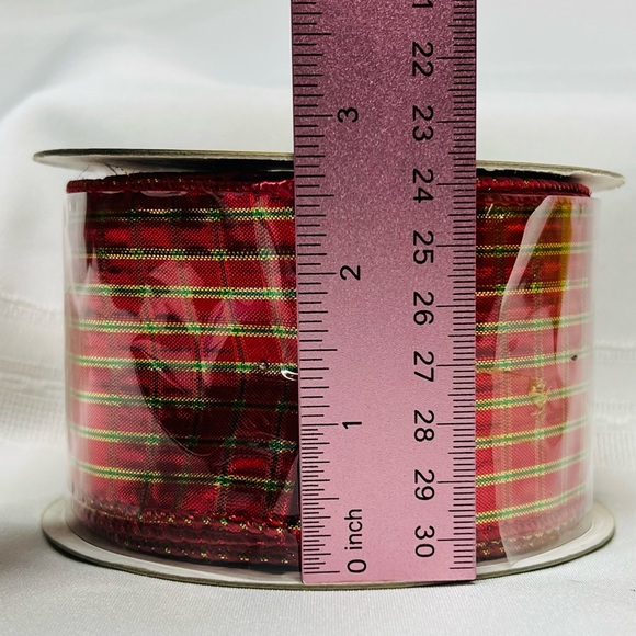 Designer’s Excellence Wired Ribbon Metallic Plaid 10 yards NEW Sealed - Picture 7 of 7